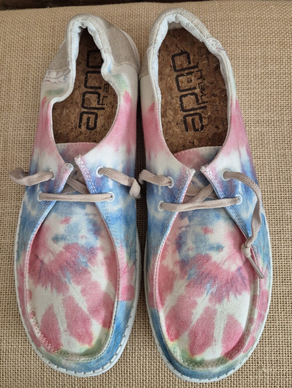 Hey Dude Boho Mandala Tie-Dye Sneaker / Loafer / Moccasin Pink & Blue Size 11 - Picture 11 of 13